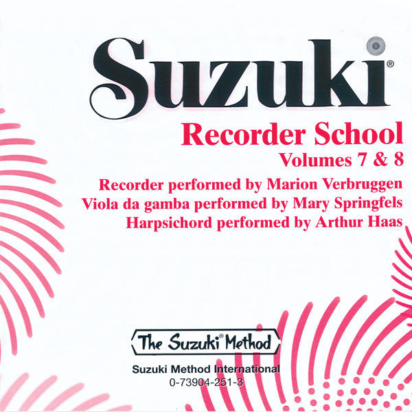 CD SUZUKI RECORDER SCHOOL ( SOPRANO AND ALTO RECORDER ) CD, VOLUME 7 & 8 [CD-89777]