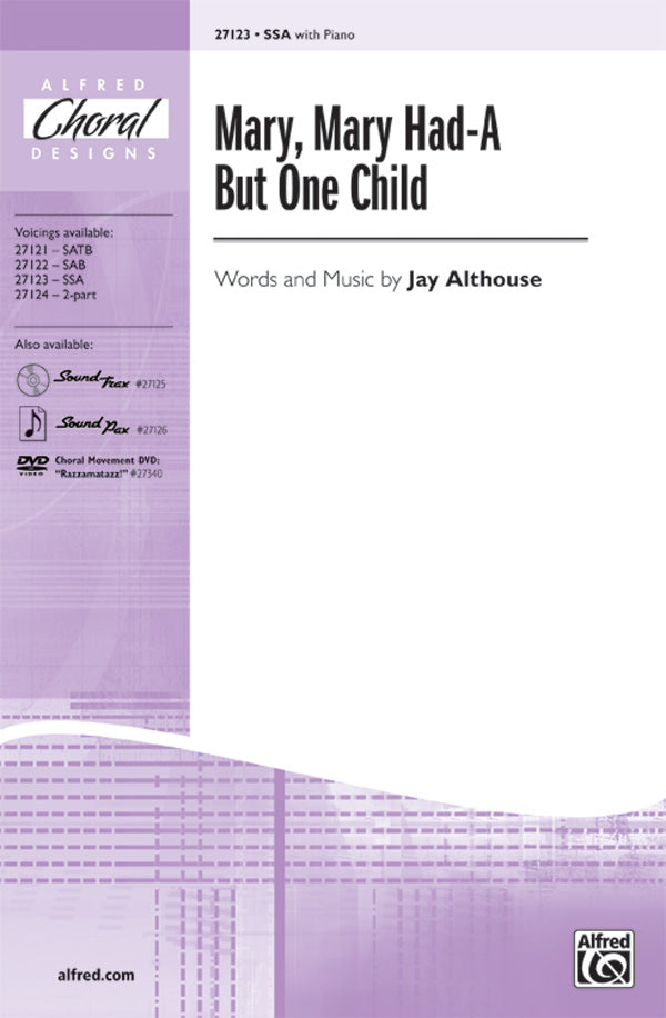 合唱 パート譜 MARY, MARY HAD-A BUT ONE CHILD ( VOICING : SSA ) [SHT-CHO-PART-57750]