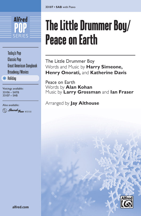 合唱 パート譜 LITTLE DRUMMER BOY, THE / PEACE ON EARTH ( VOICING : SAB ) リトル・ドラマー・ボーイ／ピース・オン・アース [SHT-CHO-PART-59355]