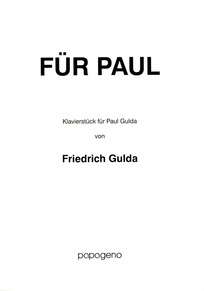 ピアノ譜面 FOR PAUL ( FÜR PAUL ) フォー・ポール [SHT-PNO-122682]