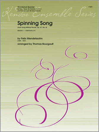 木管譜面 SPINNING SONG (FROM SONG WITHOUT WORDS, OP. 67, NO. 4) [SHT-WW-103943]
