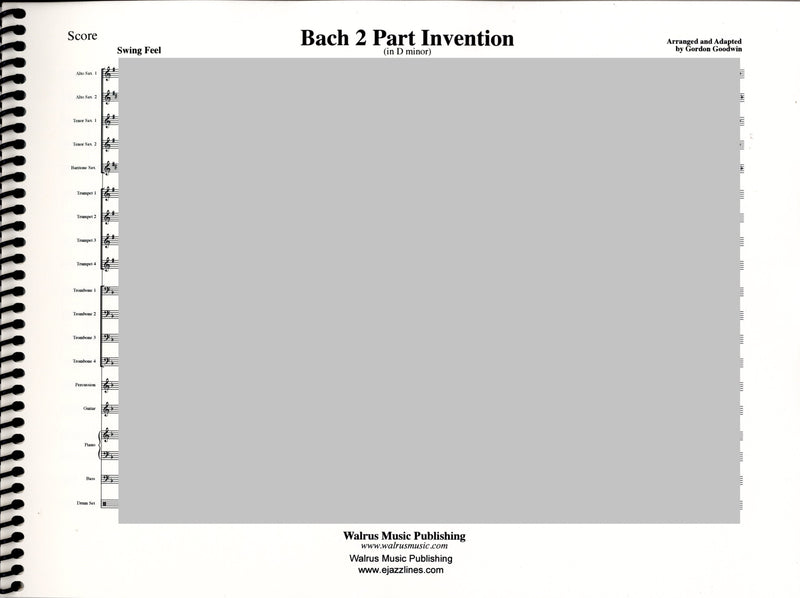 ビッグバンド スコア譜 BACH 2 PART INVENTION IN D-MINOR - FULL SCORE ONLY バッハ２声のインベンション-ニ短調 スコアのみ [SHTB-SCR-32762]