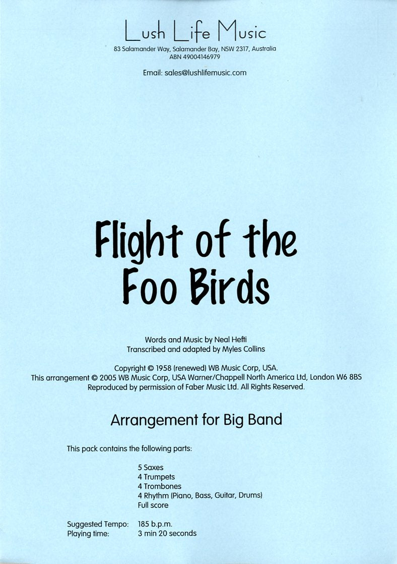ビッグバンド 譜面セット FLIGHT OF THE FOO BIRDS フライト・オブ・ザー・フー・バーズ [SHTB-33212]
