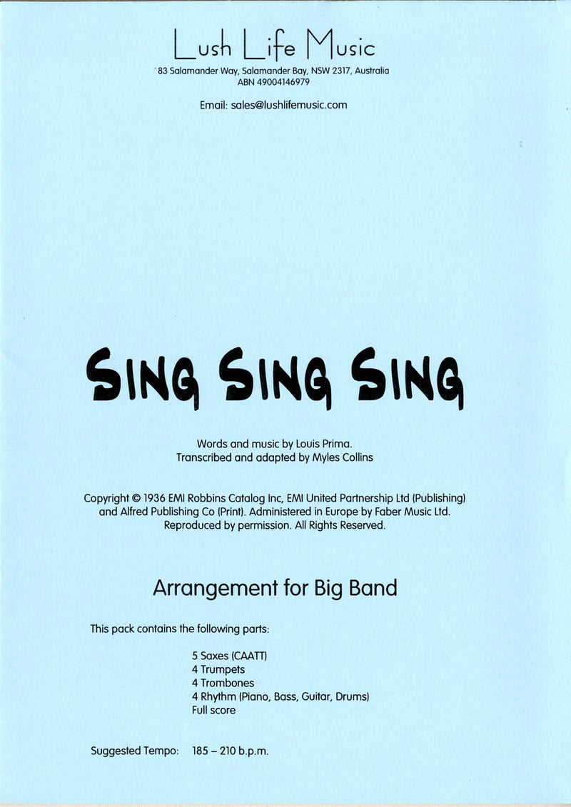 ビッグバンド 譜面セット SING SING SING ( PART 1 ) シング・シング・シング パート１ [SHTB-33239]