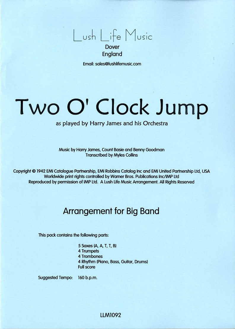 ビッグバンド 譜面セット TWO O'CLOCK JUMP ツー・オ・クロック・ジャンプ [SHTB-33251]