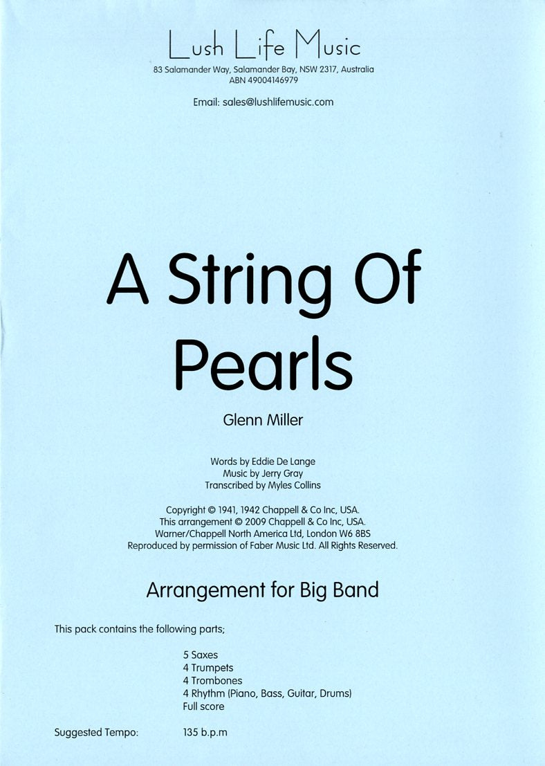 ビッグバンド 譜面セット STRING OF PEARLS 真珠の首飾り ( ストリング・オブ・パールズ ) [SHTB-33270]