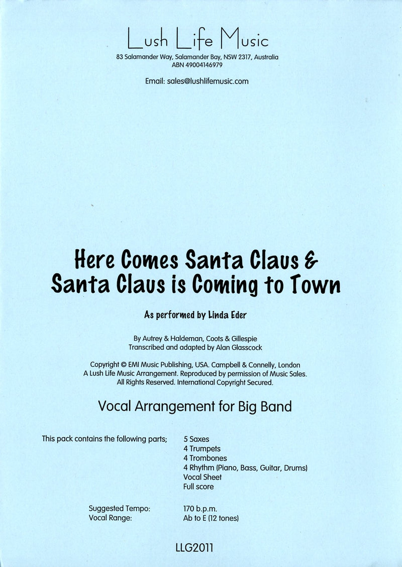 ボーカル＆ビッグバンド 譜面セット HERE COMES SANTA CLAUS MEDLEY ヒア・カムズ・サンタ・クロース・メドレー（ヒア・カムズ・サンタ・クロース、サンタ・クロース・イズ・カミング・トゥ・タウン） [SHTV-33360]