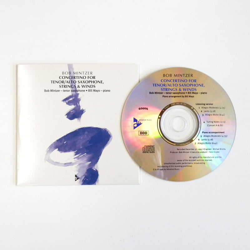 CD CONCERTINO FOR TENOR OR ALTO SAXOPHONE, STRINGS AND WINDS コンチェルティーノ・フォー・テナー・オア・アルト・サックス、ストリングス ＆ ウインズ （テナー・オア・アルト・サクソフォーン協奏曲） [CD-52931]