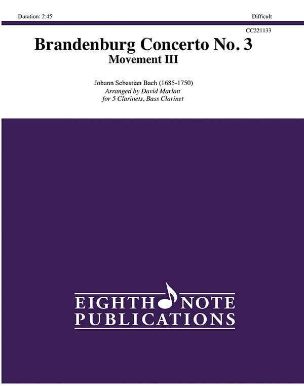 クラリネット譜面 BRANDENBURG CONCERTO NO. 3 - 5 CLARINETS, BASS CLARINET [SHT-CLA-131000]