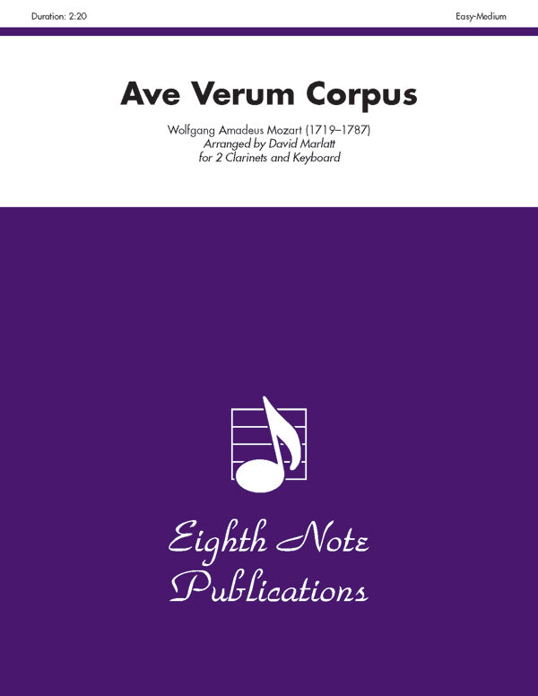 クラリネット譜面 AVE VERUM CORPUS - 2 CLARINETS & KEYBOARD [SHT-CLA-124039]
