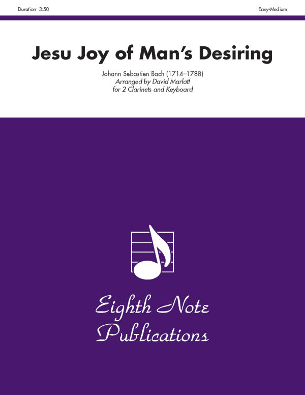 クラリネット譜面 JESU JOY OF MAN'S DESIRING - 2 CLARINETS & KEYBOARD [SHT-CLA-126213]