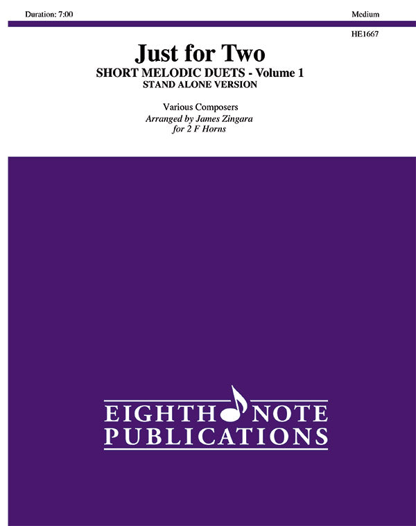 楽譜書籍・教則本 JUST FOR TWO: SHORT MELODIC DUETS, VOLUME 1 ( STAND ALONE VERSION ) - 2 F HORNS [BOOKM-113567]