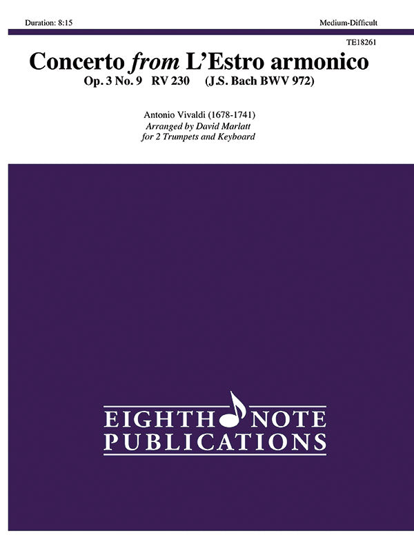トランペット譜面 CONCERTO FROM "L'ESTRO ARMONICO, OP. 3, NO. 9" - 2 TRUMPETS AND KEYBOARD [SHT-TP-121642]