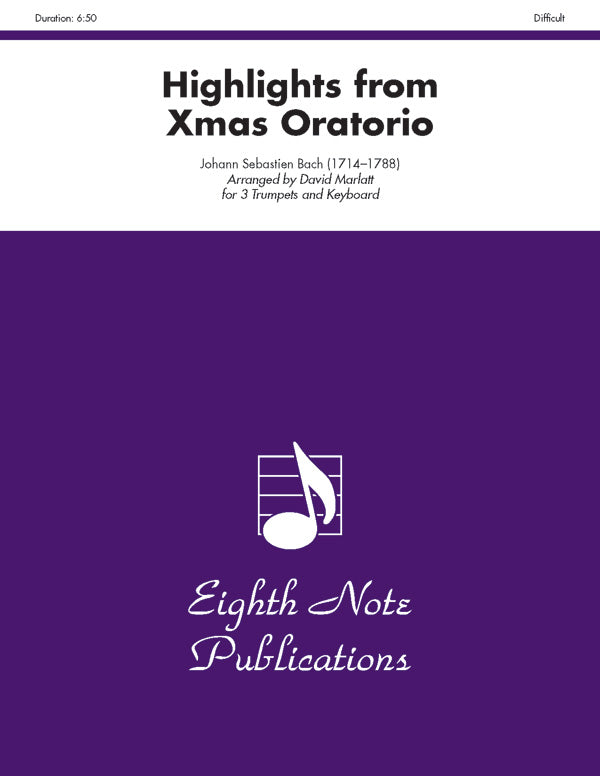 トランペット譜面 HIGHLIGHTS ( FROM "CHRISTMAS ORATORIO" ) - 3 TRUMPETS & KEYBOARD [SHT-TP-123530]