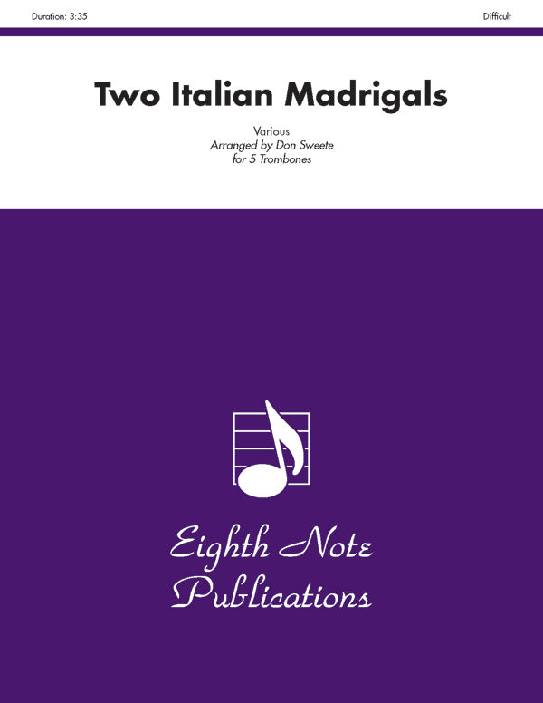 トロンボーン譜面 TWO ITALIAN MADRIGALS - 5 TROMBONES [SHT-TB-123916]