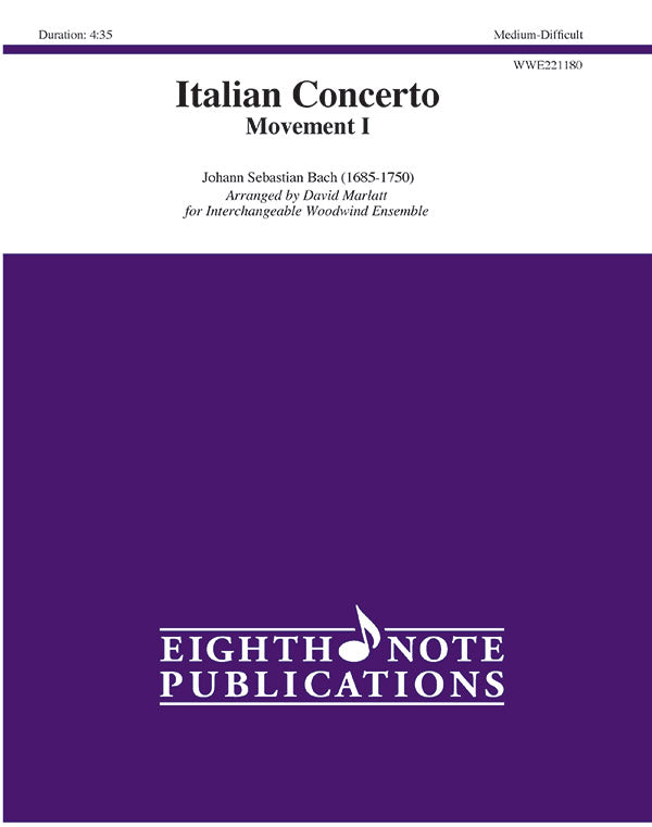 木管譜面 ITALIAN CONCERTO MOVEMENT I - INTERCHANGEABLE WOODWIND ENSEMBLE [SHT-WW-131412]