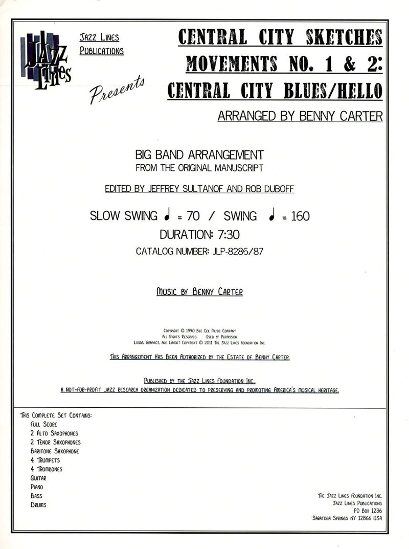 ビッグバンド 譜面セット CENTRAL CITY BLUES / HELLO ( CENTRAL CITY SKETCHES